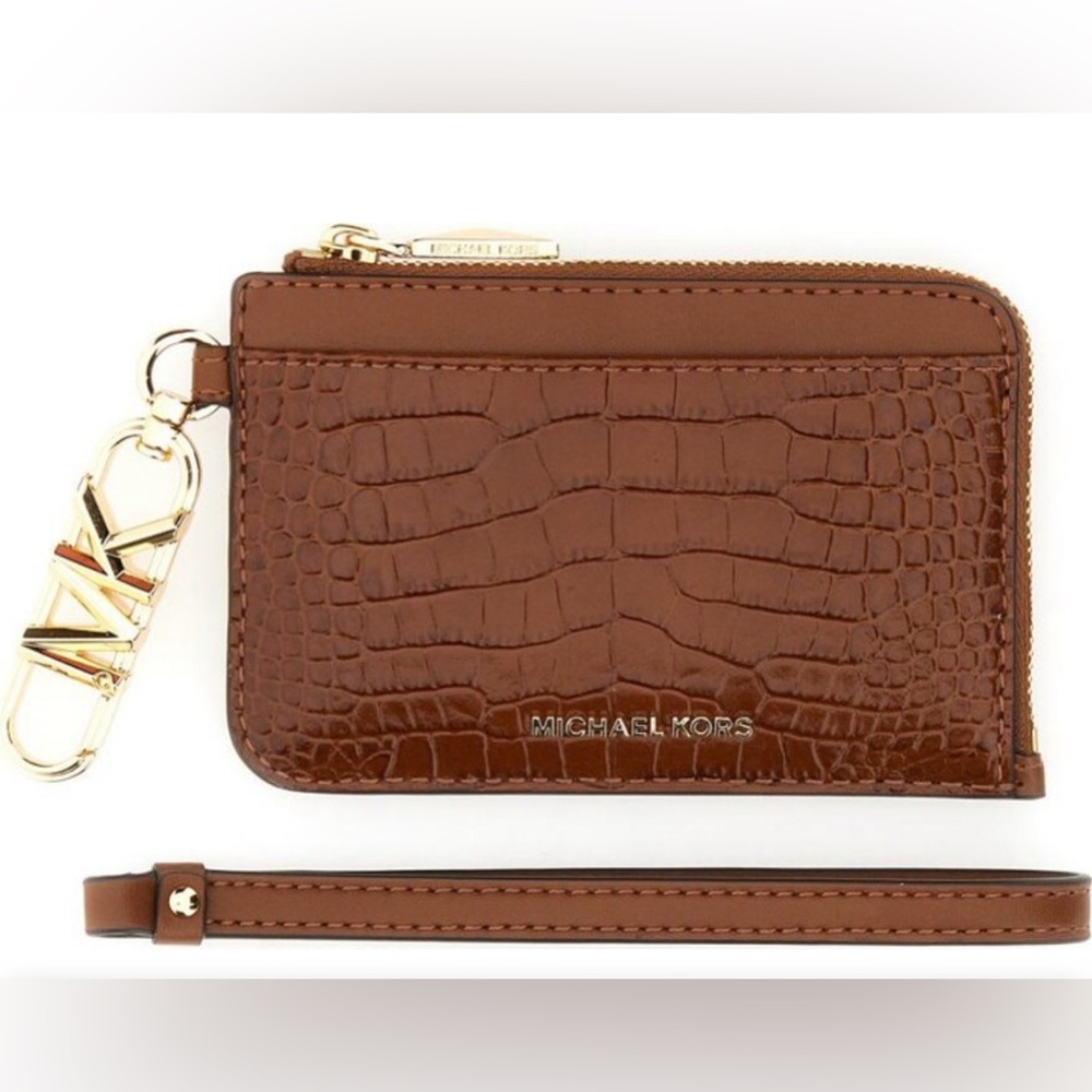 MICHAEL Michael Kors Crocodile Print Leather Card Case